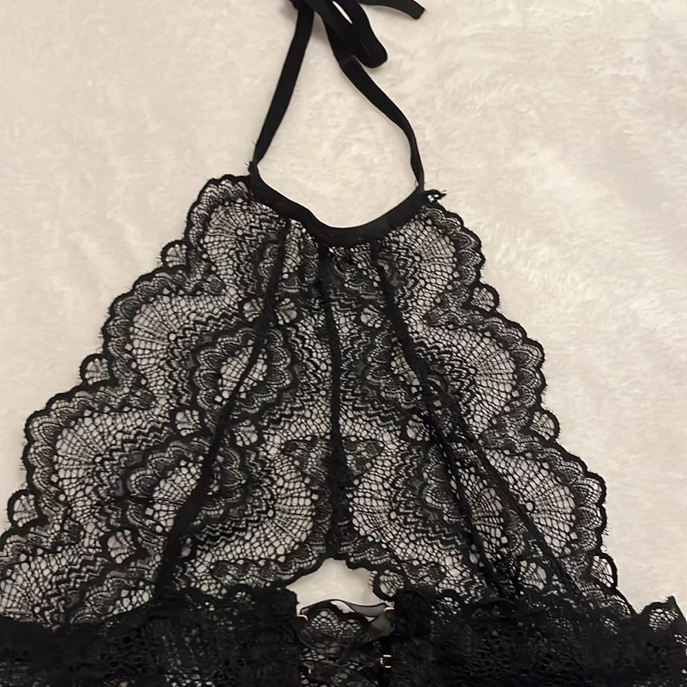Ann Summers Darrah Black Lace Cami Suspender XS